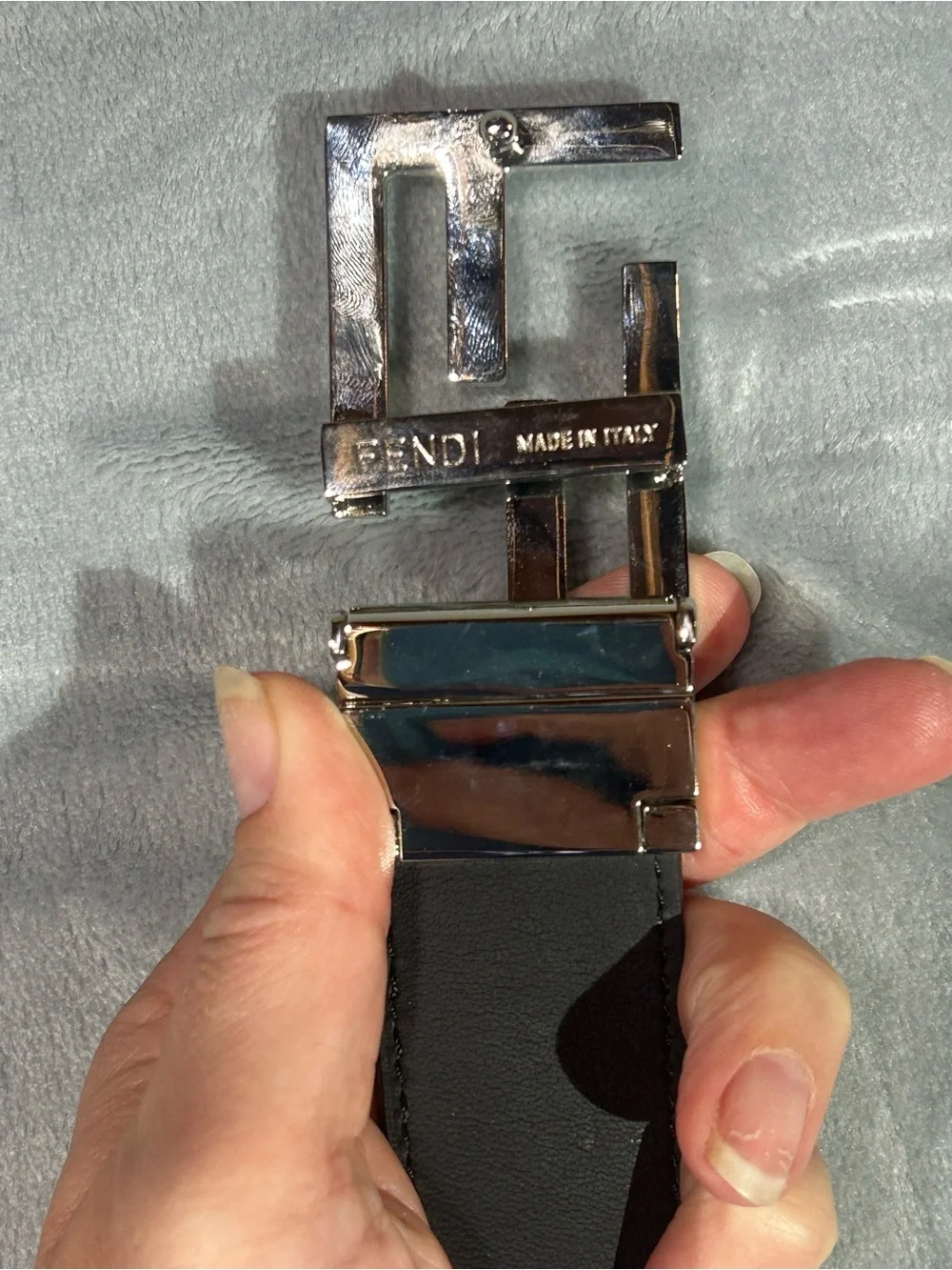 Fendi Black Leather Reversible Belt Silver Hardware - BC04278_GRP_A73 ($580)
